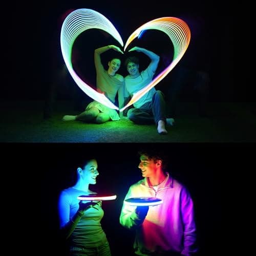 TOSY Flying Disc - 108 RGB-LEDs oder 36 einfarbig, hell, Smart-Modi, Outdoor-Spielzeug für Kinder & Erwachsene, Auto-Auf