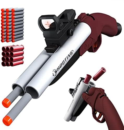 Double Barrel Shotgun Spielzeug - Kinder-Sicher und Spaßbereit - Doppelshooting Schaumblaster für 8+ Jahre - Toy Gun mit