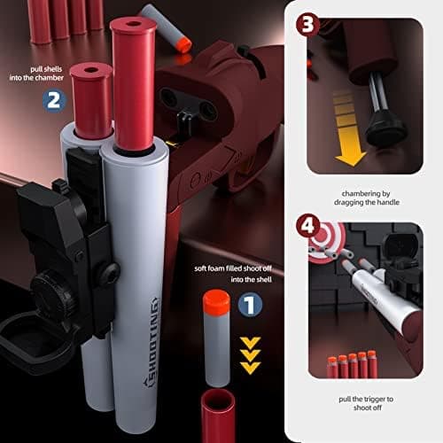 Double Barrel Shotgun Spielzeug - Kinder-Sicher und Spaßbereit - Doppelshooting Schaumblaster für 8+ Jahre - Toy Gun mit