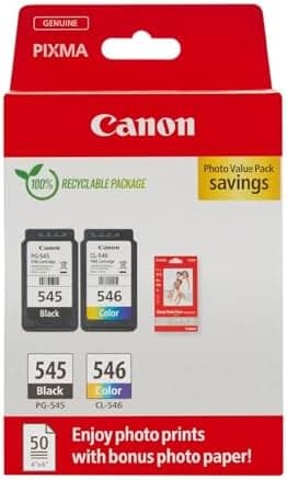 Original Canon Druckertinte Multipack – Schwarz und Farbefür Canon DruckerSerien PIXMA TR, IP, MX, MG und TS mit PG-545