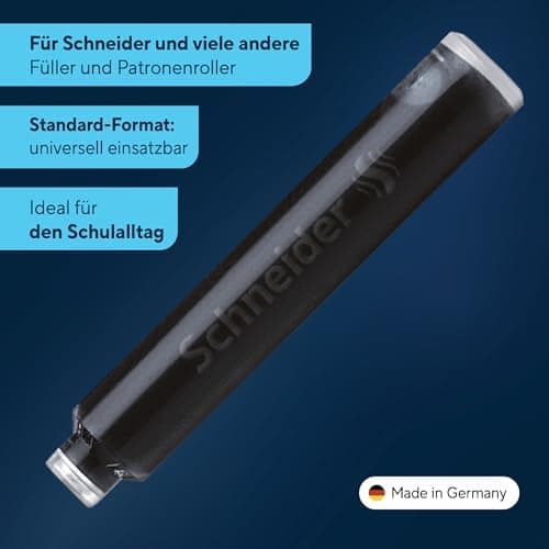 Schneider 6803 Tintenpatronen, königsblau, Standardpatronen für Füller, löschbar, 100 Stück