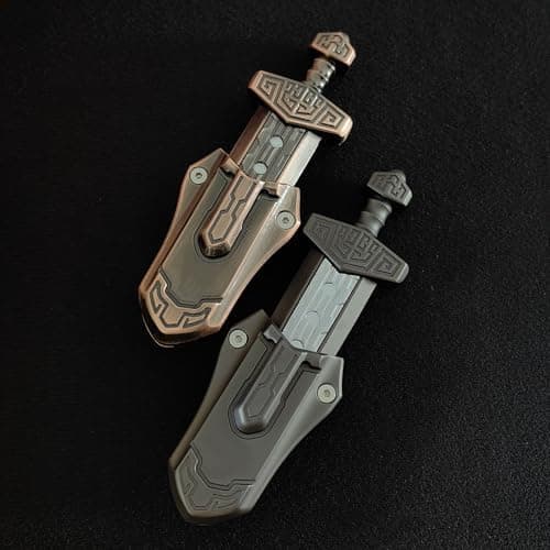EDC-Schwert Fidget Slider für Erwachsene - Stressabbau, Magnetisches Metallspielzeug für Büro und Schreibtisch (Grau)