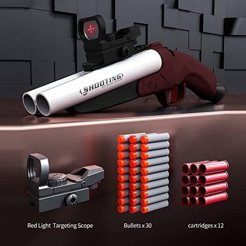 Double Barrel Shotgun Spielzeug - Kinder-Sicher und Spaßbereit - Doppelshooting Schaumblaster für 8+ Jahre - Toy Gun mit