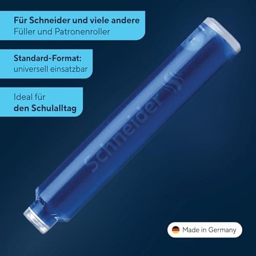 Schneider 6803 Tintenpatronen, königsblau, Standardpatronen für Füller, löschbar, 100 Stück