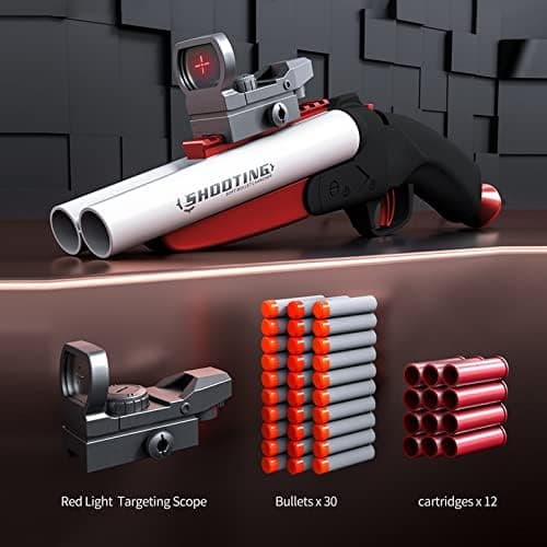 Double Barrel Shotgun Spielzeug - Kinder-Sicher und Spaßbereit - Doppelshooting Schaumblaster für 8+ Jahre - Toy Gun mit