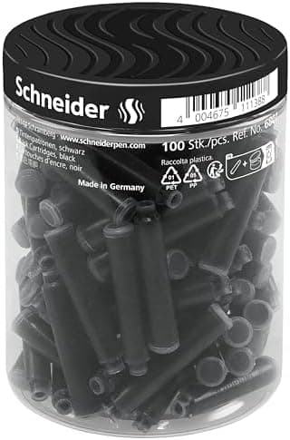Schneider 6803 Tintenpatronen, königsblau, Standardpatronen für Füller, löschbar, 100 Stück