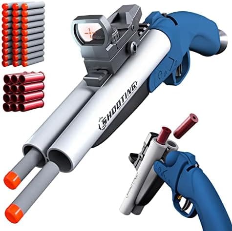 Double Barrel Shotgun Spielzeug - Kinder-Sicher und Spaßbereit - Doppelshooting Schaumblaster für 8+ Jahre - Toy Gun mit