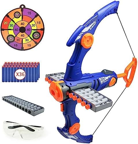 Nerf Gun Kugeln kompatibles Pfeil und Bogen Set 12-Pfeile Clip Shot Schaumstoffkugeln für Erwachsene und Jugendliche Bög
