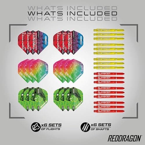 RED DRAGON Professionelles Dartzubehör – Für Experten | Komplettes Dartzubehör (Flights, Schäfte, Griffwachs & mehr) | S