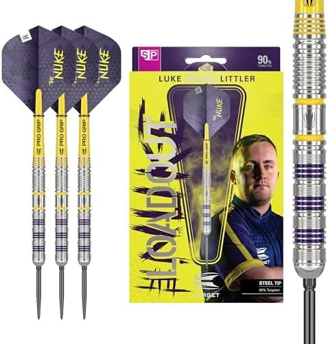 Target Darts Luke Littler Loadout Steel Tip Swiss Point Darts, 22G/23G/24G | Steel Tip Dart Set, Pro Edited Swiss Points