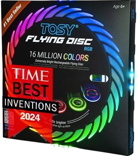 TOSY Flying Disc - 108 RGB-LEDs oder 36 einfarbig, hell, Smart-Modi, Outdoor-Spielzeug für Kinder & Erwachsene, Auto-Auf