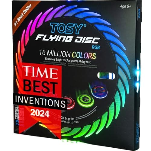 TOSY Flying Disc - 108 RGB-LEDs oder 36 einfarbig, hell, Smart-Modi, Outdoor-Spielzeug für Kinder & Erwachsene, Auto-Auf