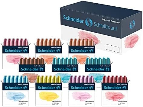 Schneider 166100 Pastell Tintenpatrone - Sortiert, 10x6 Stück für Künstler und Designer - Für Füller - Neutralfarben - I