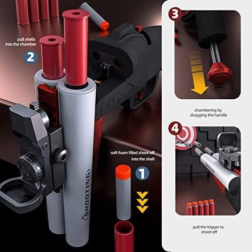 Double Barrel Shotgun Spielzeug - Kinder-Sicher und Spaßbereit - Doppelshooting Schaumblaster für 8+ Jahre - Toy Gun mit