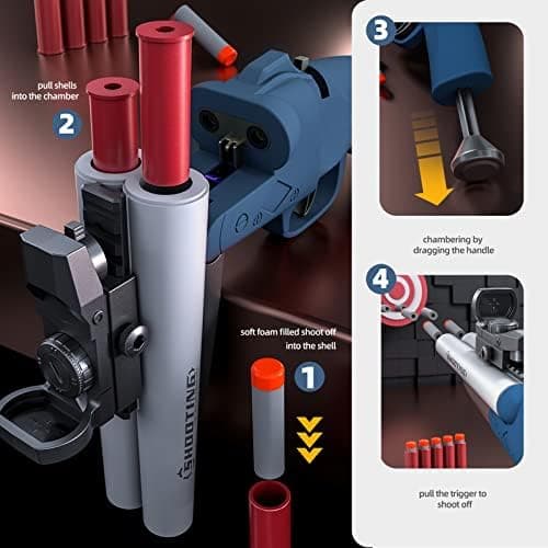 Double Barrel Shotgun Spielzeug - Kinder-Sicher und Spaßbereit - Doppelshooting Schaumblaster für 8+ Jahre - Toy Gun mit
