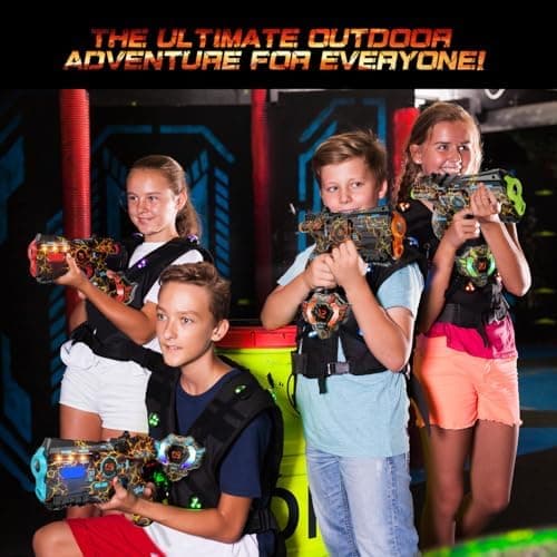 VATOS Wiederaufladbares Laser Tag Set mit 4 Spielern - |4GHz Daten Voll SYNC für Kinder und Erwachsene zur Outdoor-Aktiv