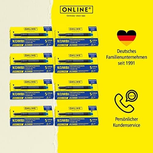 ONLINE Kompatible LAMY Tintenpatronen blau, Universal Patrice, löschbar, für Füllhalter & Tintenroller - Vorteilspack Ko