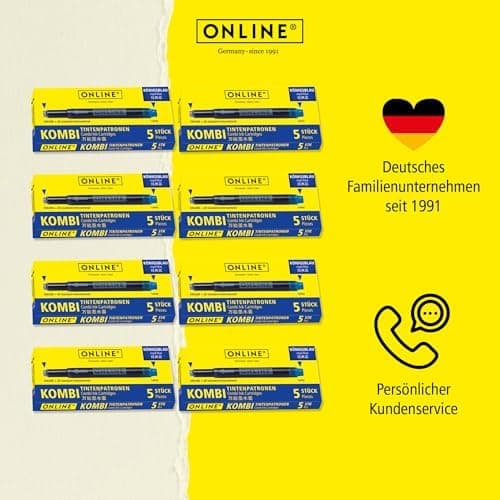 ONLINE Kompatible LAMY Tintenpatronen blau, Universal Patrice, löschbar, für Füllhalter & Tintenroller - Vorteilspack Ko