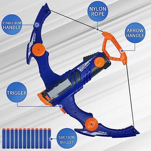 Nerf Gun Kugeln kompatibles Pfeil und Bogen Set 12-Pfeile Clip Shot Schaumstoffkugeln für Erwachsene und Jugendliche Bög