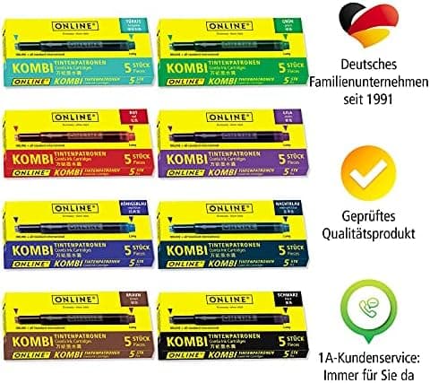 ONLINE Kompatible LAMY Tintenpatronen blau, Universal Patrice, löschbar, für Füllhalter & Tintenroller - Vorteilspack Ko