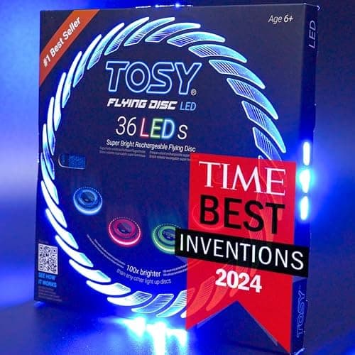 TOSY Flying Disc - 108 RGB-LEDs oder 36 einfarbig, hell, Smart-Modi, Outdoor-Spielzeug für Kinder & Erwachsene, Auto-Auf
