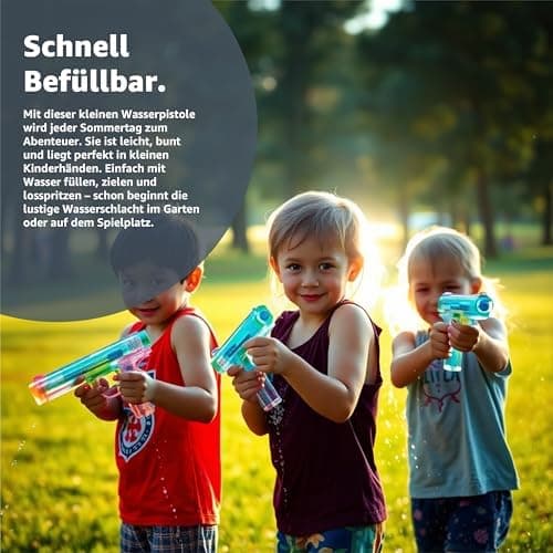 3er Mini Wasserpistolen Set - ideal für Kinder bei heißen Sommertagen mit hohem Druck und praktischer Größe