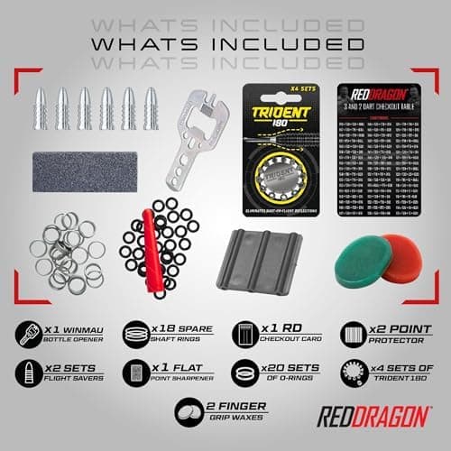 RED DRAGON Professionelles Dartzubehör – Für Experten | Komplettes Dartzubehör (Flights, Schäfte, Griffwachs & mehr) | S