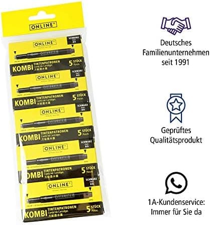 ONLINE Kompatible LAMY Tintenpatronen blau, Universal Patrice, löschbar, für Füllhalter & Tintenroller - Vorteilspack Ko