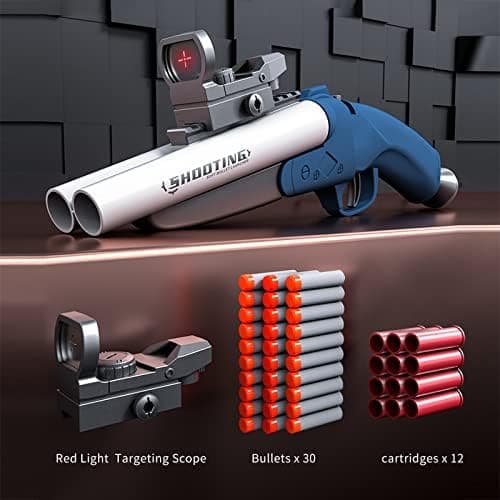 Double Barrel Shotgun Spielzeug - Kinder-Sicher und Spaßbereit - Doppelshooting Schaumblaster für 8+ Jahre - Toy Gun mit