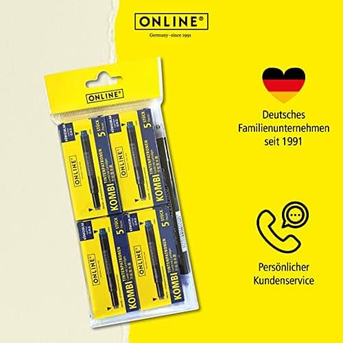 ONLINE Kompatible LAMY Tintenpatronen blau, Universal Patrice, löschbar, für Füllhalter & Tintenroller - Vorteilspack Ko