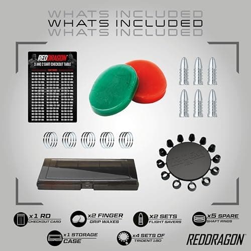 RED DRAGON Professionelles Dartzubehör – Für Experten | Komplettes Dartzubehör (Flights, Schäfte, Griffwachs & mehr) | S