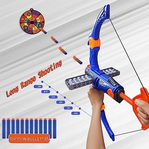 Nerf Gun Kugeln kompatibles Pfeil und Bogen Set 12-Pfeile Clip Shot Schaumstoffkugeln für Erwachsene und Jugendliche Bög