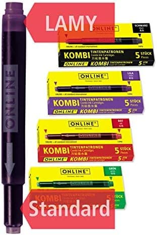 ONLINE Kompatible LAMY Tintenpatronen blau, Universal Patrice, löschbar, für Füllhalter & Tintenroller - Vorteilspack Ko