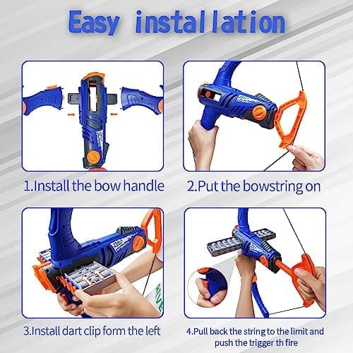 Nerf Gun Kugeln kompatibles Pfeil und Bogen Set 12-Pfeile Clip Shot Schaumstoffkugeln für Erwachsene und Jugendliche Bög
