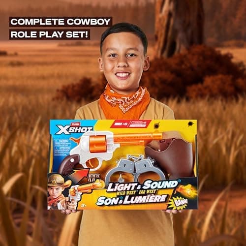 XSHOT Role Play Cowboy von ZURU –imaginative Western Blaster Spielset mit LED-Licht und Sound, perfekt für 8-12-jährige