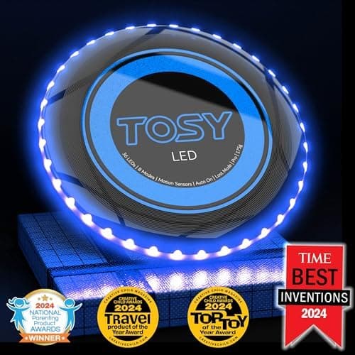 TOSY Flying Disc - 108 RGB-LEDs oder 36 einfarbig, hell, Smart-Modi, Outdoor-Spielzeug für Kinder & Erwachsene, Auto-Auf