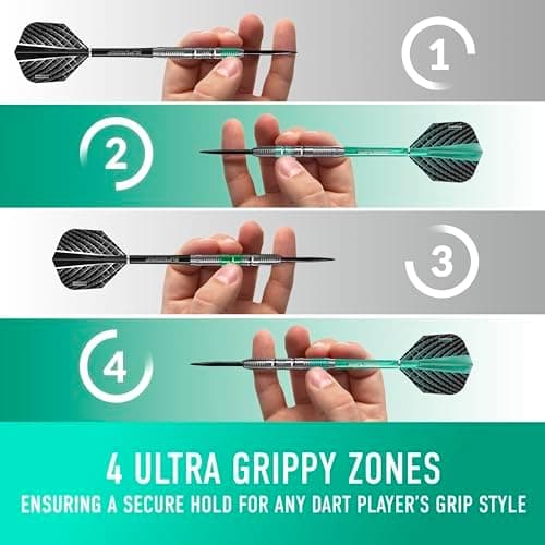 Harrows NX Elite 90% Tungsten Darts | 21-26 g Gewicht | Großes 17-Paket mit Supergrip Schaft & Quantum Flügel, Reiseetui