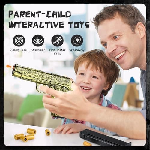 Spielzeug Pistolen für Kinder - Gold Gravur Vintage Blaster, realistisch für 14+ Jahre, perfektes Geburtagsgeschenk mit