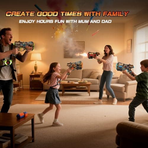 VATOS Wiederaufladbares Laser Tag Set mit 4 Spielern - |4GHz Daten Voll SYNC für Kinder und Erwachsene zur Outdoor-Aktiv