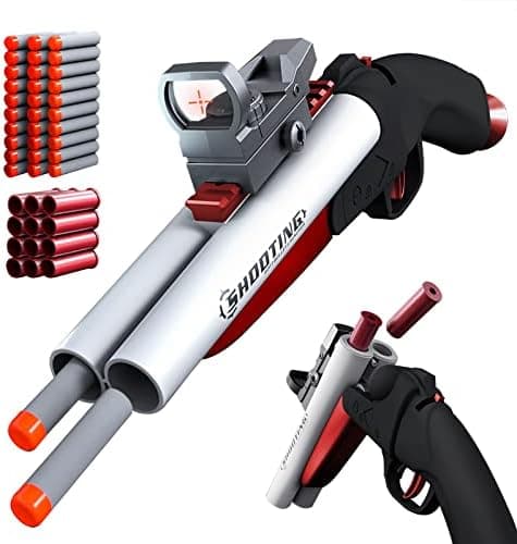 Double Barrel Shotgun Spielzeug - Kinder-Sicher und Spaßbereit - Doppelshooting Schaumblaster für 8+ Jahre - Toy Gun mit