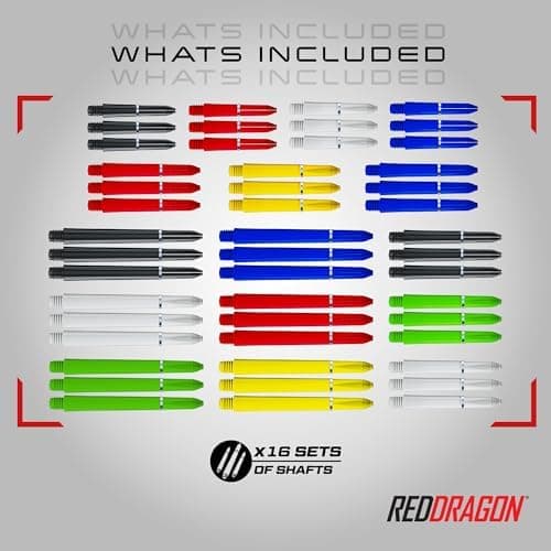 RED DRAGON Professionelles Dartzubehör – Für Experten | Komplettes Dartzubehör (Flights, Schäfte, Griffwachs & mehr) | S