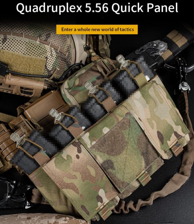 Taktisch Quad 5.56 Magazin GP Pouch AR 15 MAG Frontplatte Airsoft Zubehör Jagdweste Tasche Fast Don/DOFF Shock Cord