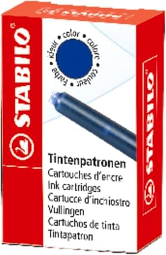 STABILO Tintenpatronen zum Nachfüllen - Blau (Löscher) - 12er Pack - Nachfüllpatronen