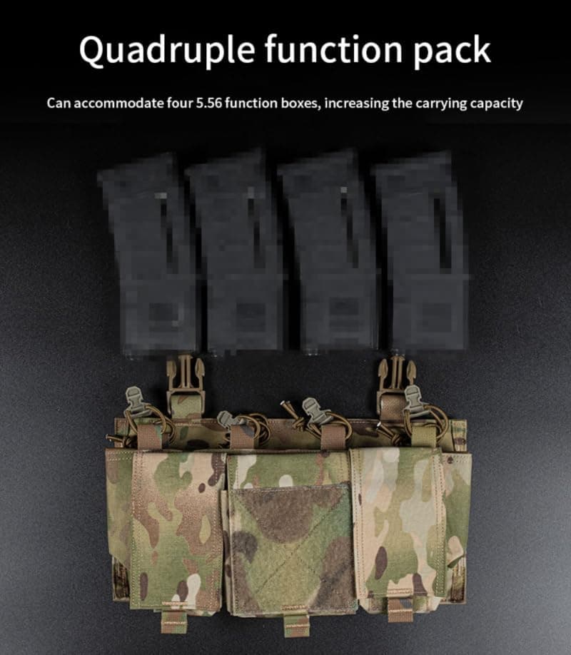Taktisch Quad 5.56 Magazin GP Pouch AR 15 MAG Frontplatte Airsoft Zubehör Jagdweste Tasche Fast Don/DOFF Shock Cord