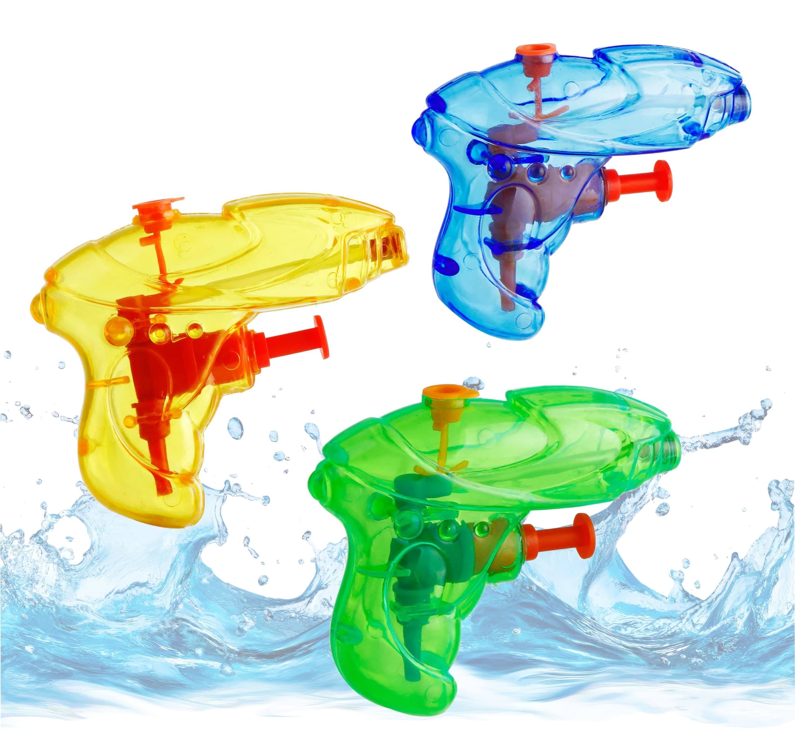 3er Mini Wasserpistolen Set - ideal für Kinder bei heißen Sommertagen mit hohem Druck und praktischer Größe