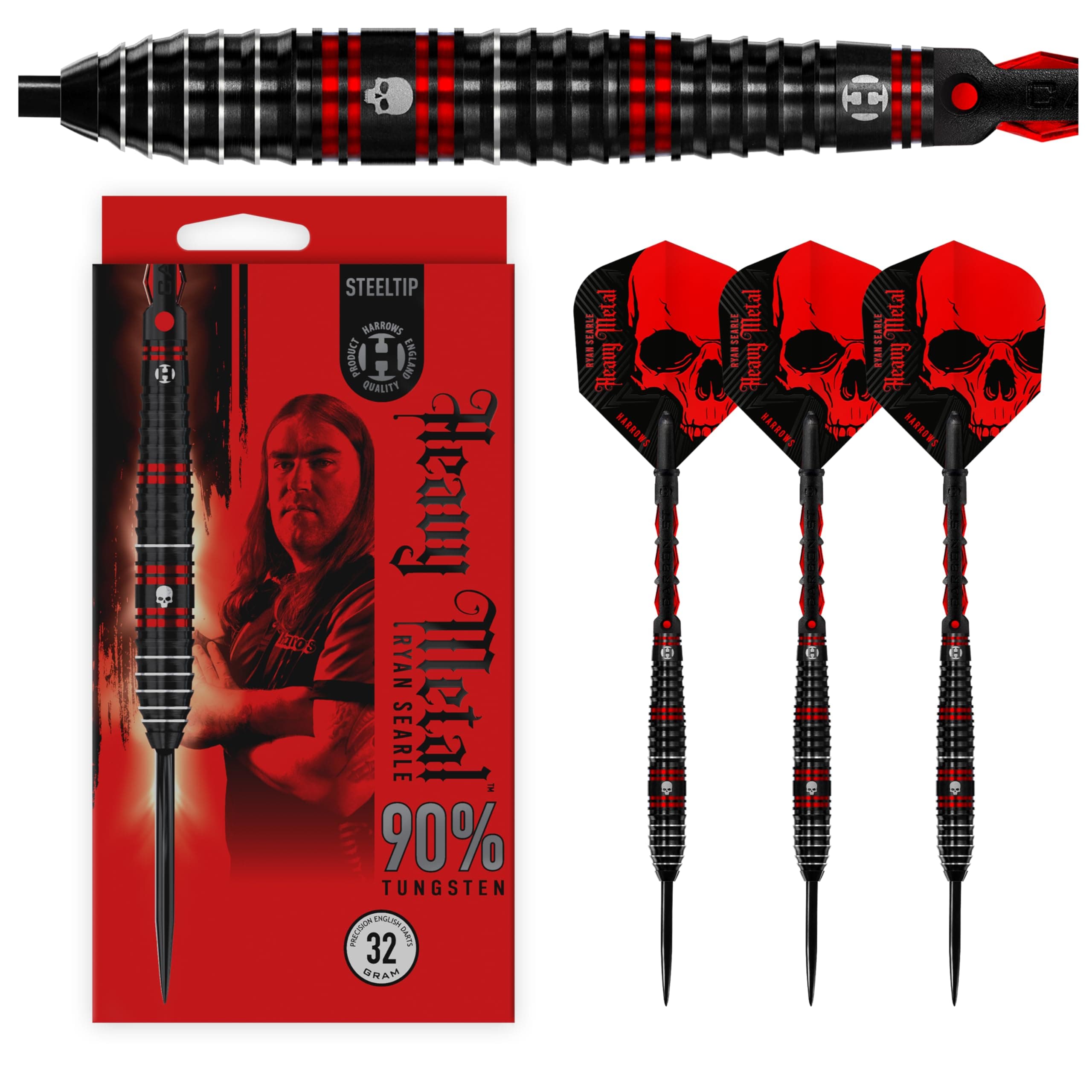 Pro Darts Harrows Ryan Searle Heavy Metal Dartpfeile Spieler-Darts-Set 90% Wolframstahlspitze