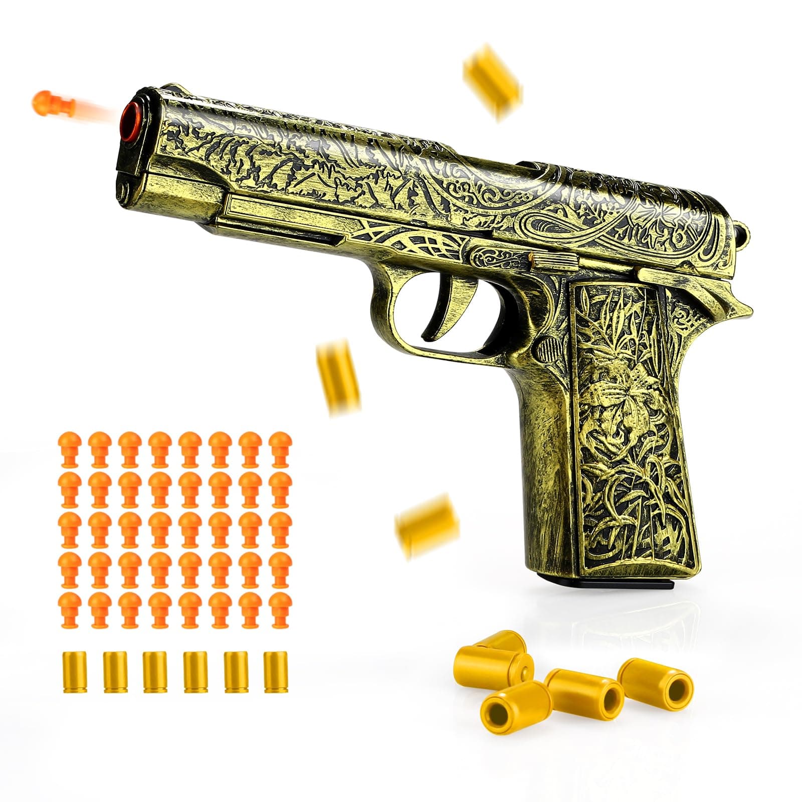 Spielzeug Pistolen für Kinder - Gold Gravur Vintage Blaster, realistisch für 14+ Jahre, perfektes Geburtagsgeschenk mit